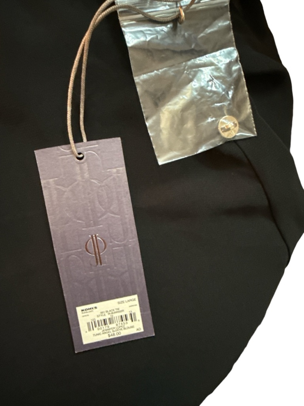 Jennifer Lopez Black Sheer Blouse NWT Layered Tunic Top Size Large Flowy - Picture 6 of 9